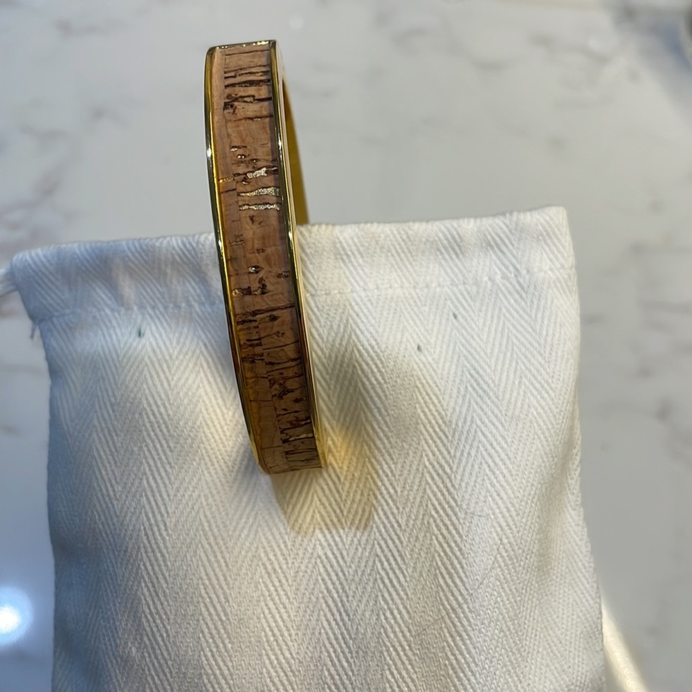 J. Crew gold bangle with cork